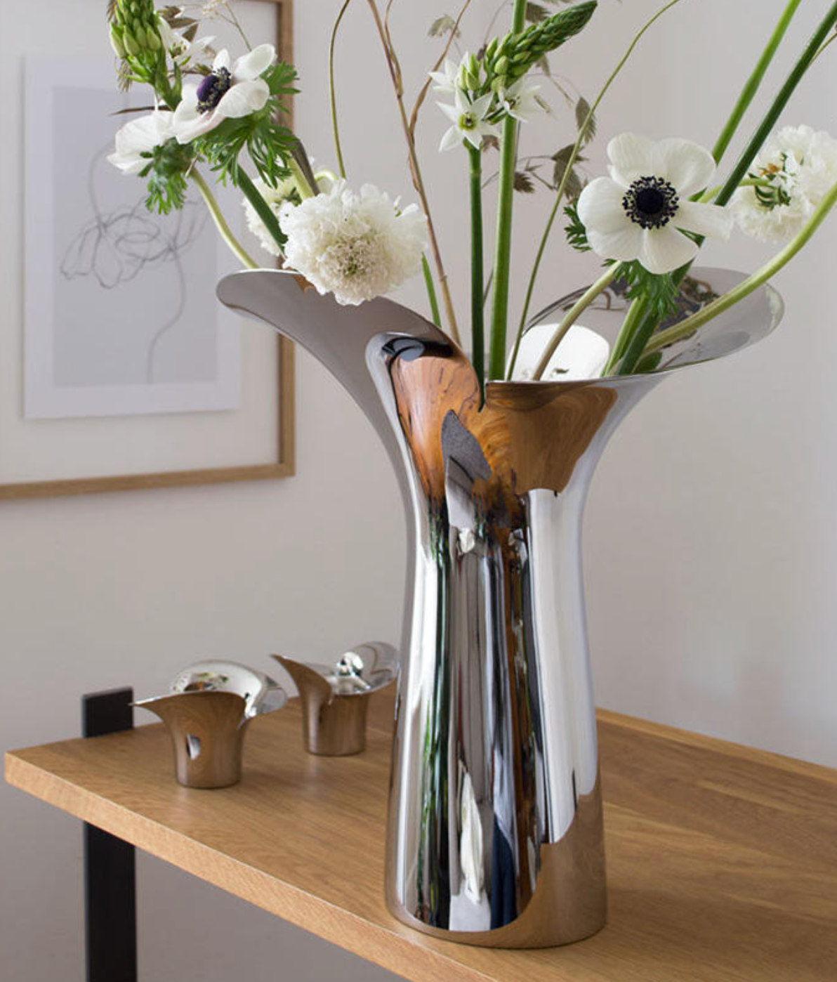 Polished Silver Stainless Steel Vase