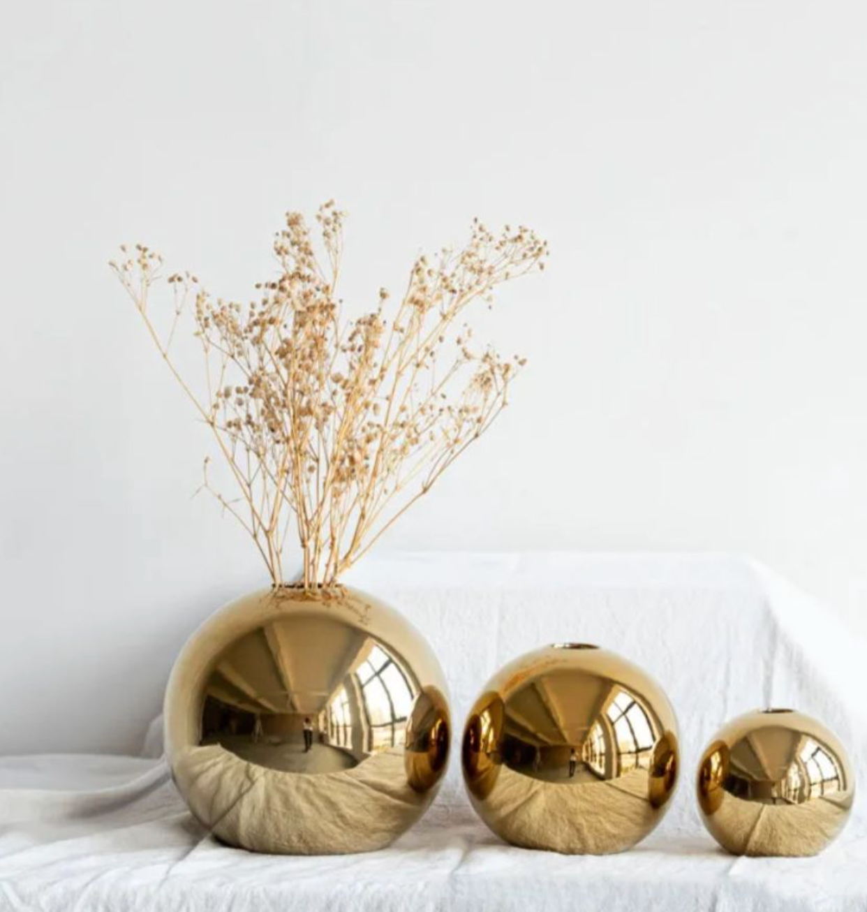 Golden Electroplated Large Ceramic Flower Vase