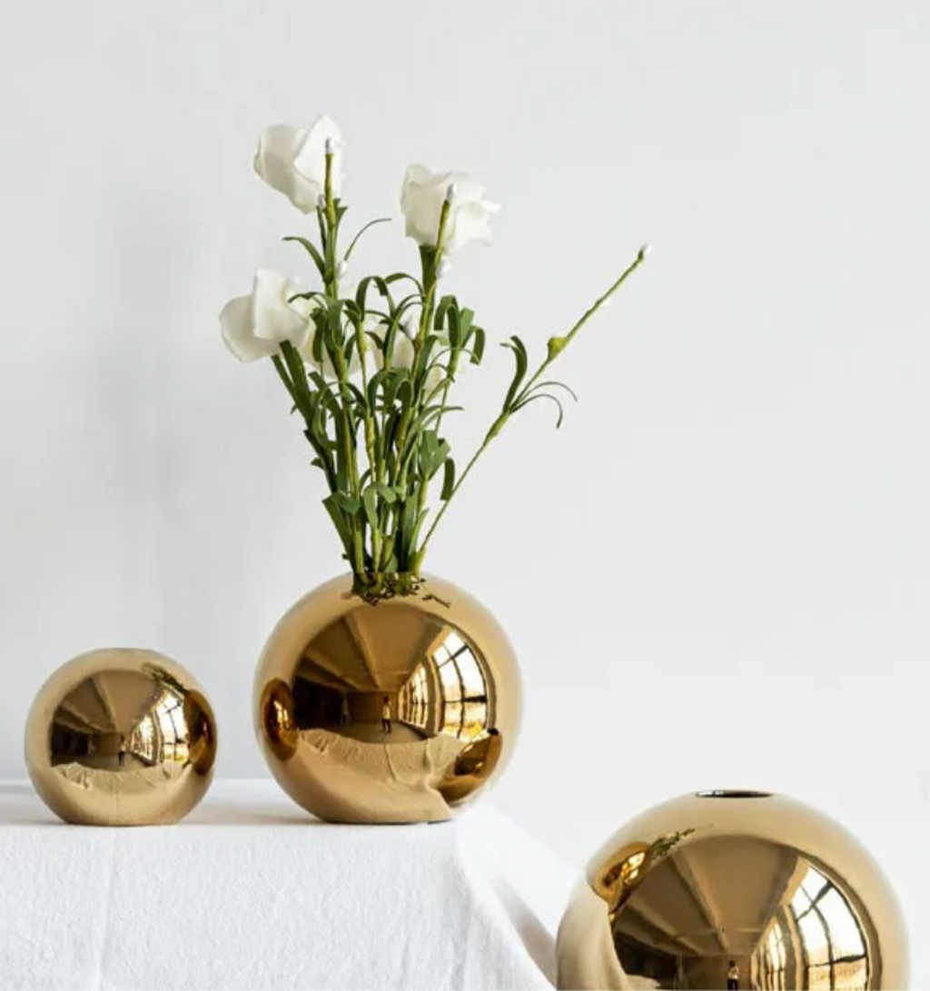 Golden Electroplated Large Ceramic Flower Vase