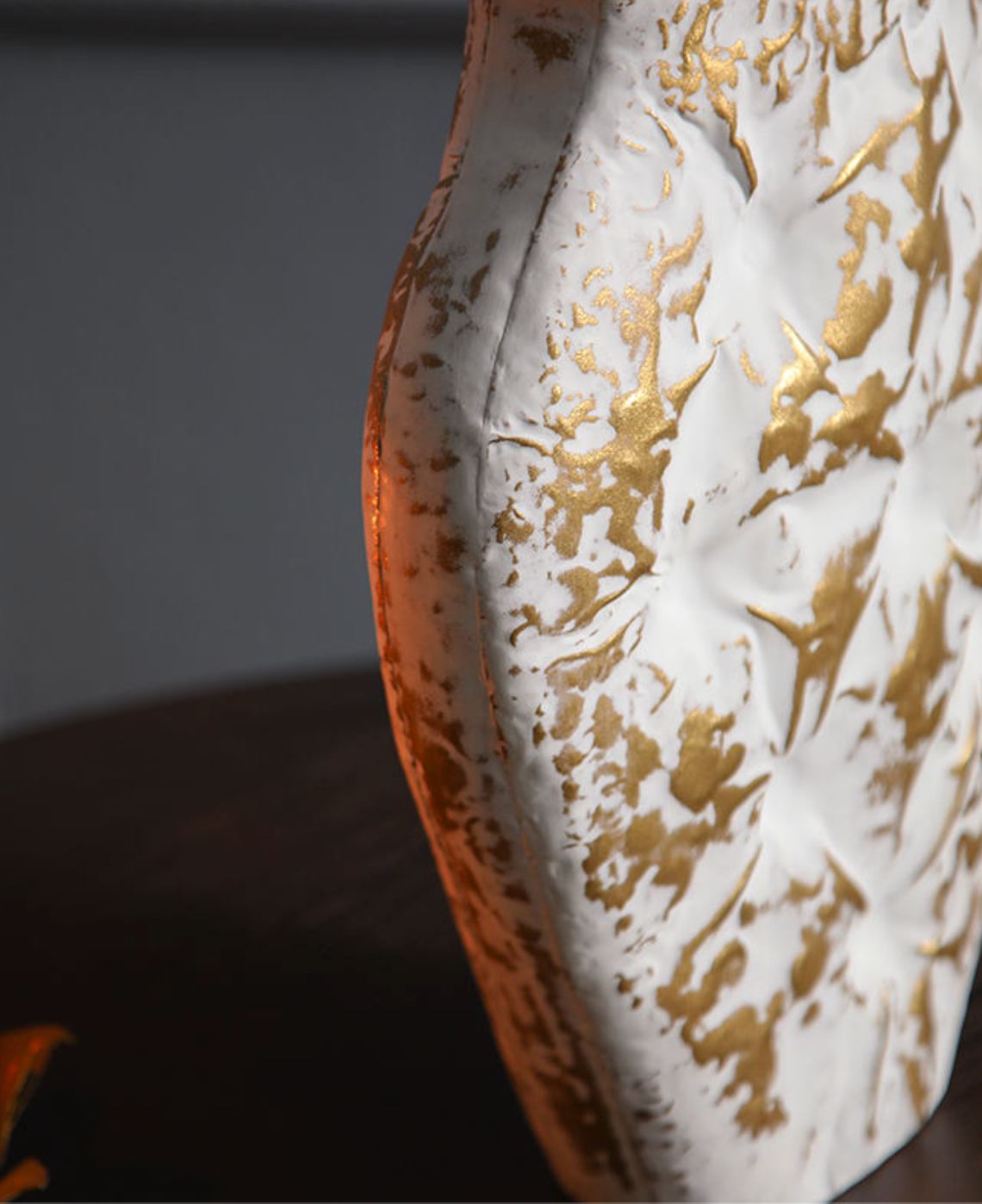 Large Golden Electroplated Ceramic Flower Vase