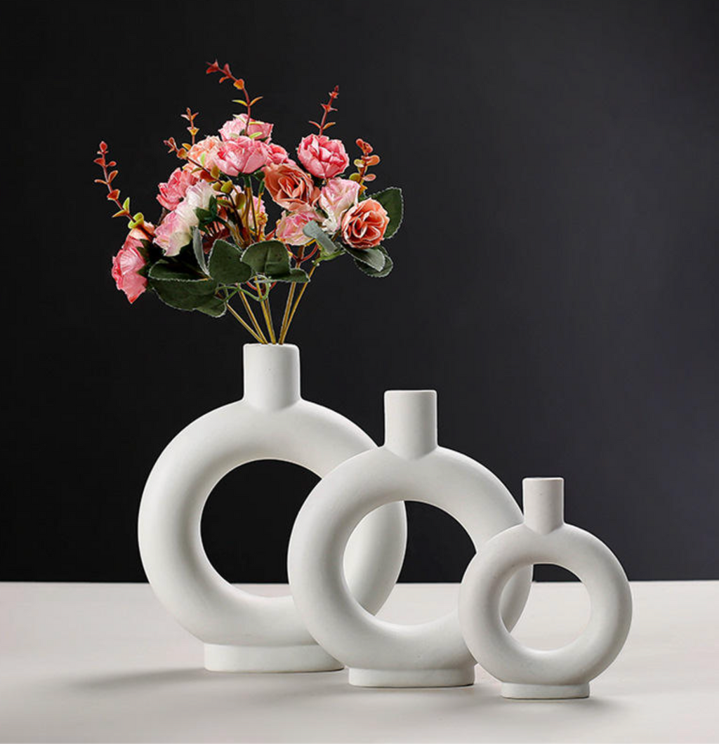 Nordic Ceramic Circular Hollow Vase