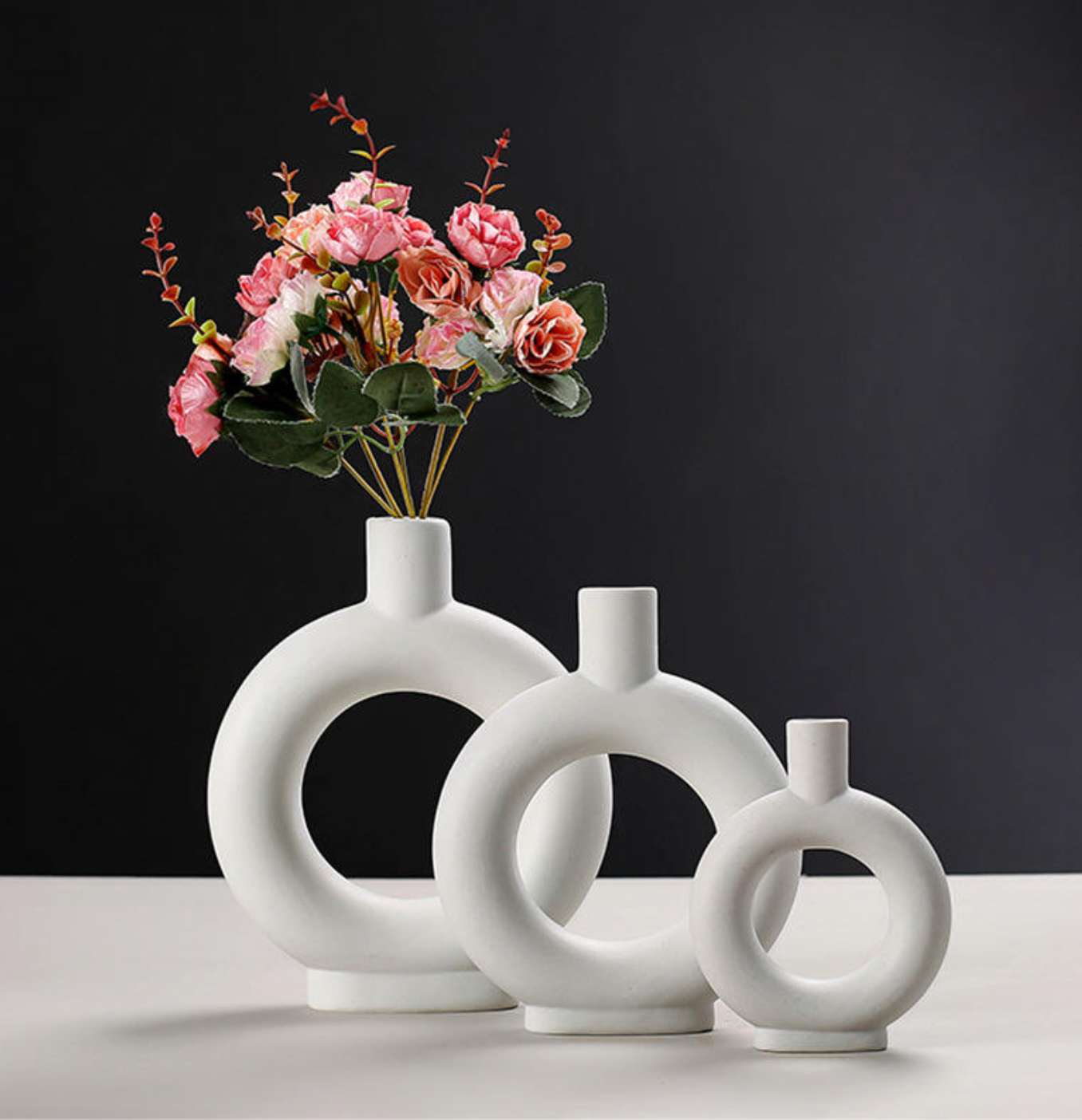 Nordic Ceramic Circular Hollow Vase
