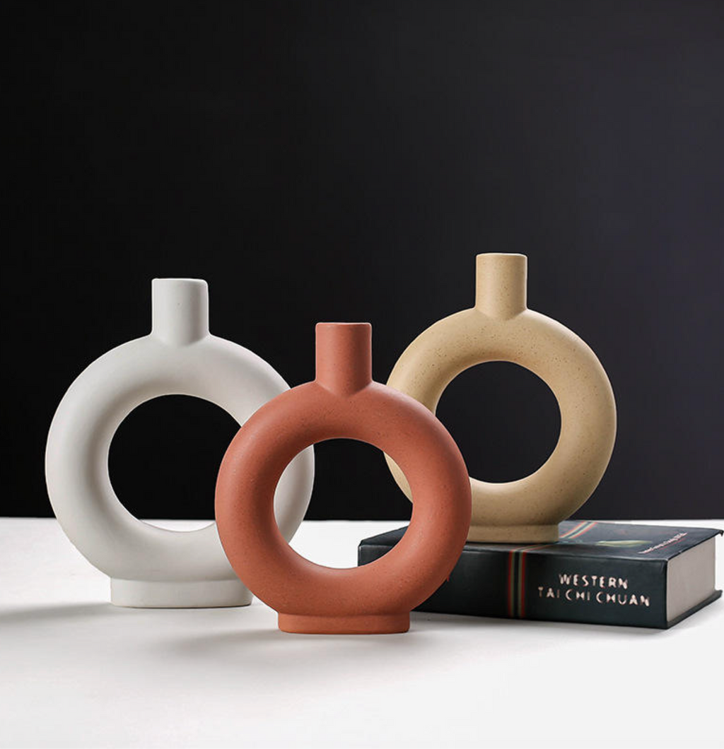 Nordic Ceramic Circular Hollow Vase