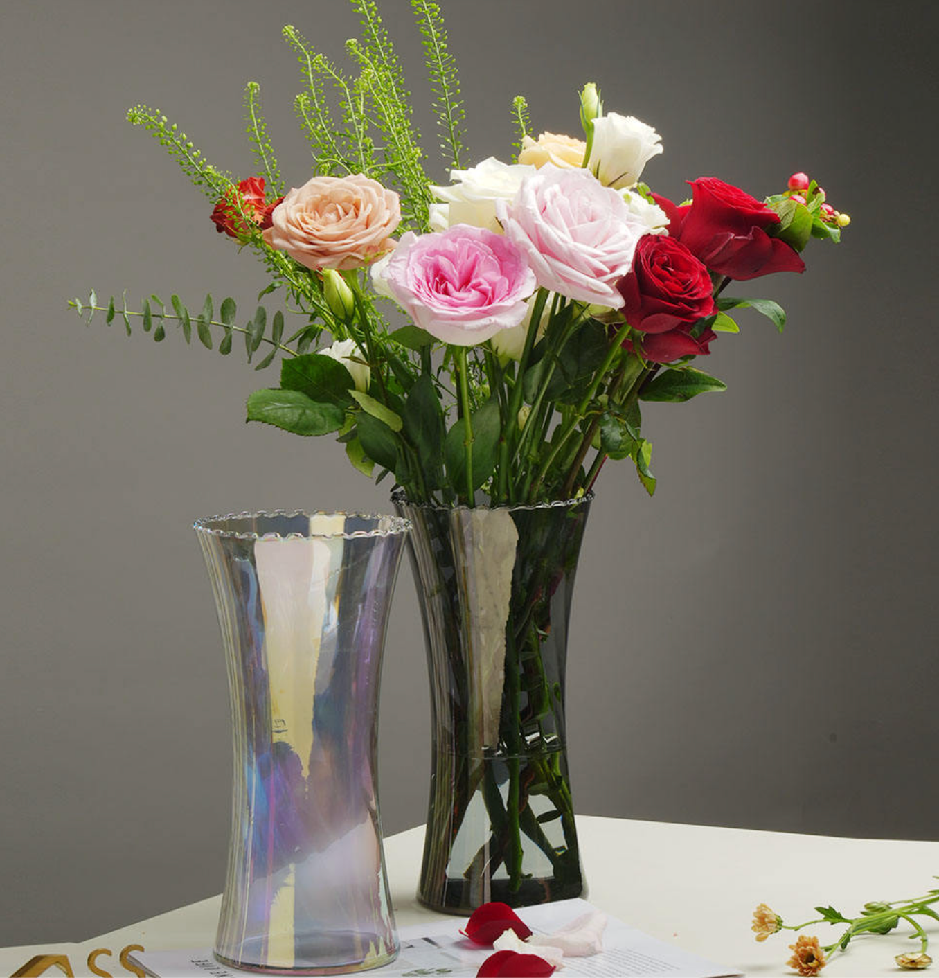 Luxury Glass & Crystal Flower Vase