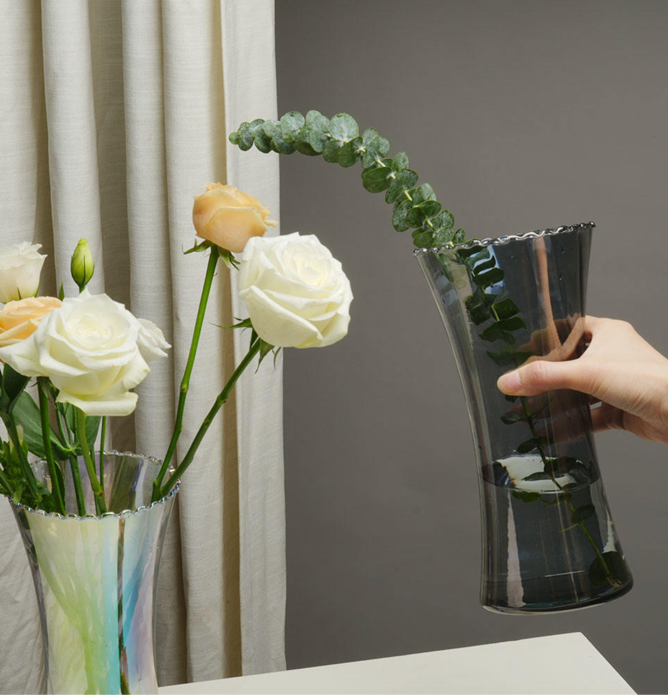 Luxury Glass & Crystal Flower Vase