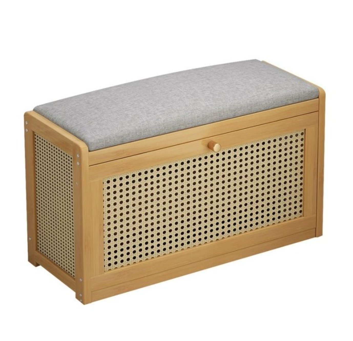 Modern Bamboo Shoe Storage Bench with Cabinet